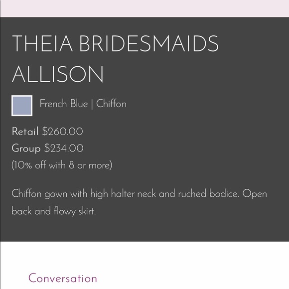 Bella Bridesmaids / Theia Couture Bridesmaid Dress - Picture 5 of 7